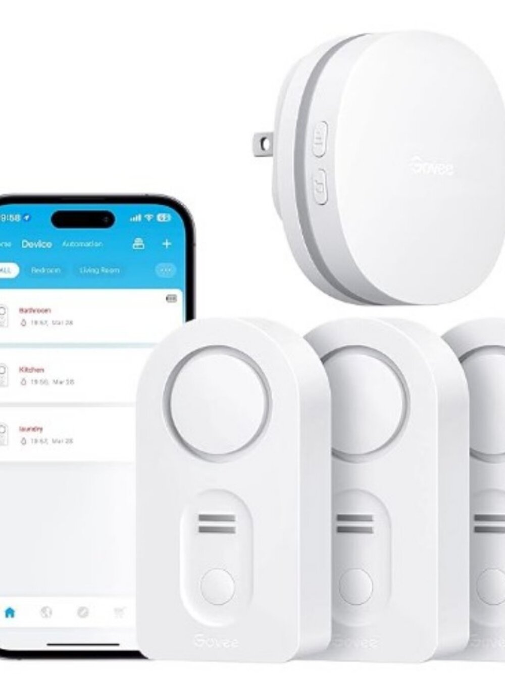 Govee Water Detector with WiFi Gateway 3 pk